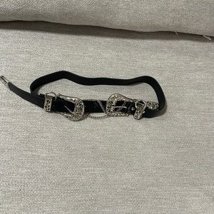 Black Nasty Gal high waisted woman’s belt with silver buckles